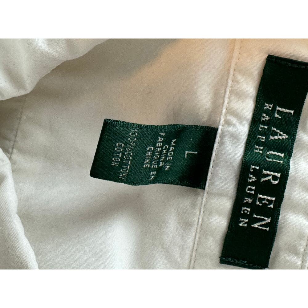 Lauren Ralph Lauren Women’s White Ruffle Front Blouse Poet Victorian Size L - Picture 5 of 6